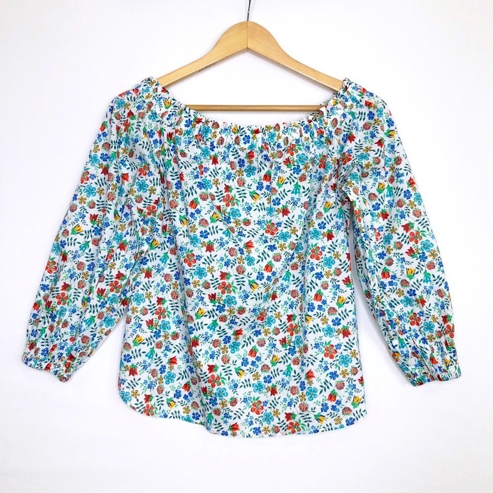 Liberty for J Crew floral off the shoulder, bohemian blouse